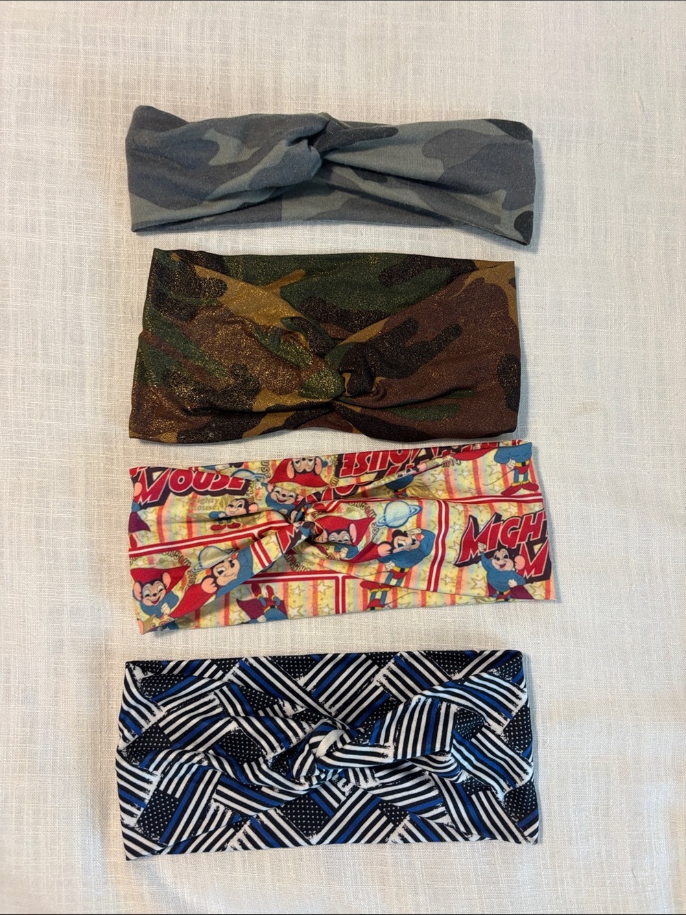 Kids Multi-Pack Knot Headbands - Camouflage, Gray, Comic, Navy